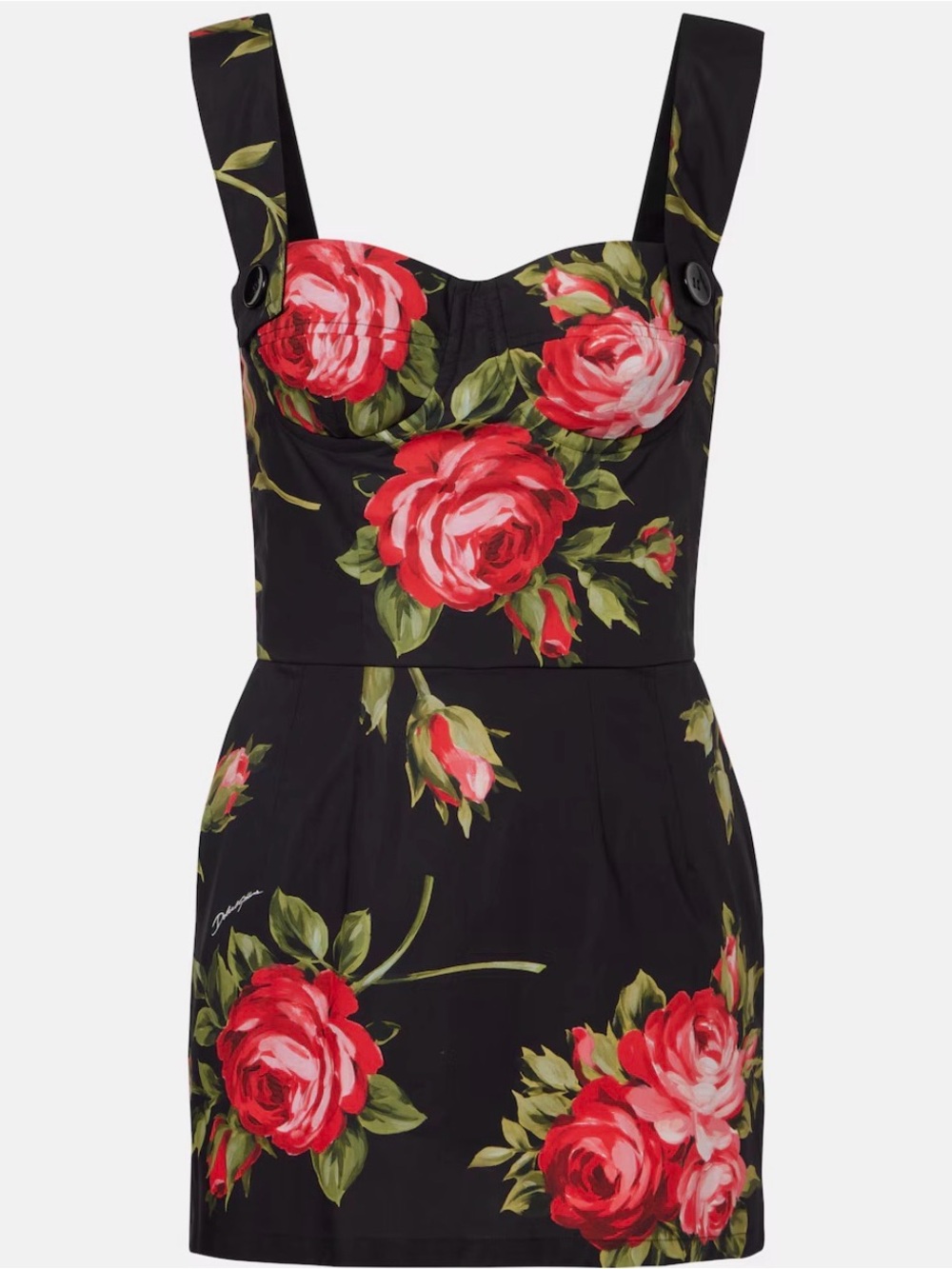 Dolce & Gabbana Black Floral Mini Dress with Red Roses size IT38 NWT - Picture 5 of 12
